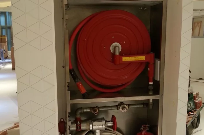 Detail of the fire-fighting equipment in the Yas Mall, Abu Dhabi Shops (UAE)